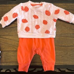Carters baby girl strawberry matching sweater set 0-3 months